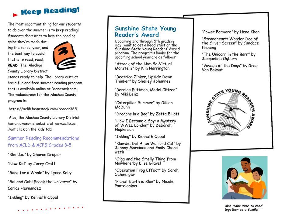Summer Reading List for Upcoming 3rd-5th Graders 